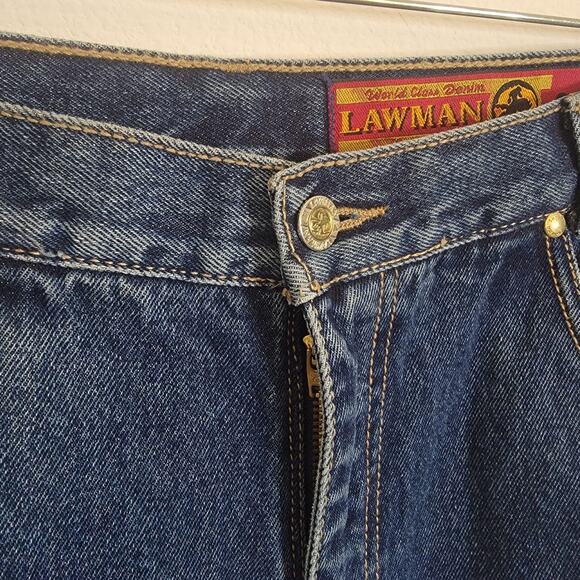 Vintage Lawman Jeans 32x33 Blue Western Leather Studded Pant Women Denim Tall - Picture 8 of 16